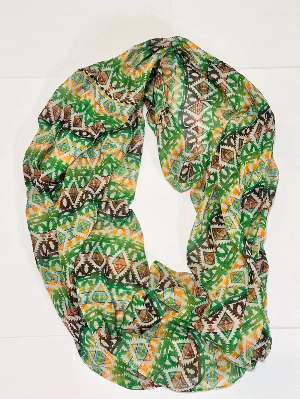 Green Geometric Infinity Scarf by
